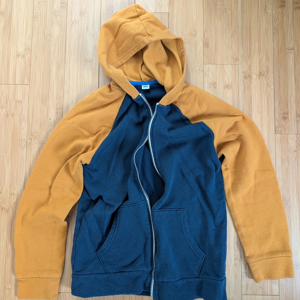 Old Navy Youth XL Unisex Navy and Mustard Zip-Up Sweater